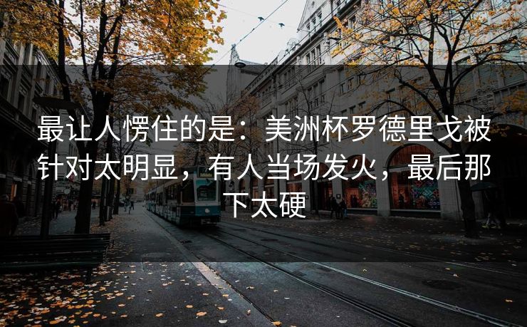 最让人愣住的是：美洲杯罗德里戈被针对太明显，有人当场发火，最后那下太硬