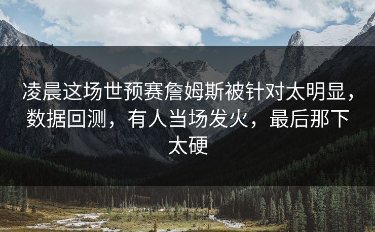 凌晨这场世预赛詹姆斯被针对太明显，数据回测，有人当场发火，最后那下太硬
